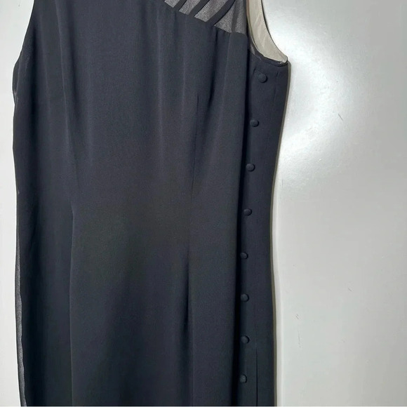 David Warren New York Black 100% Silk Sleeveless Button Down Side Dress Size 14P - Picture 5 of 9